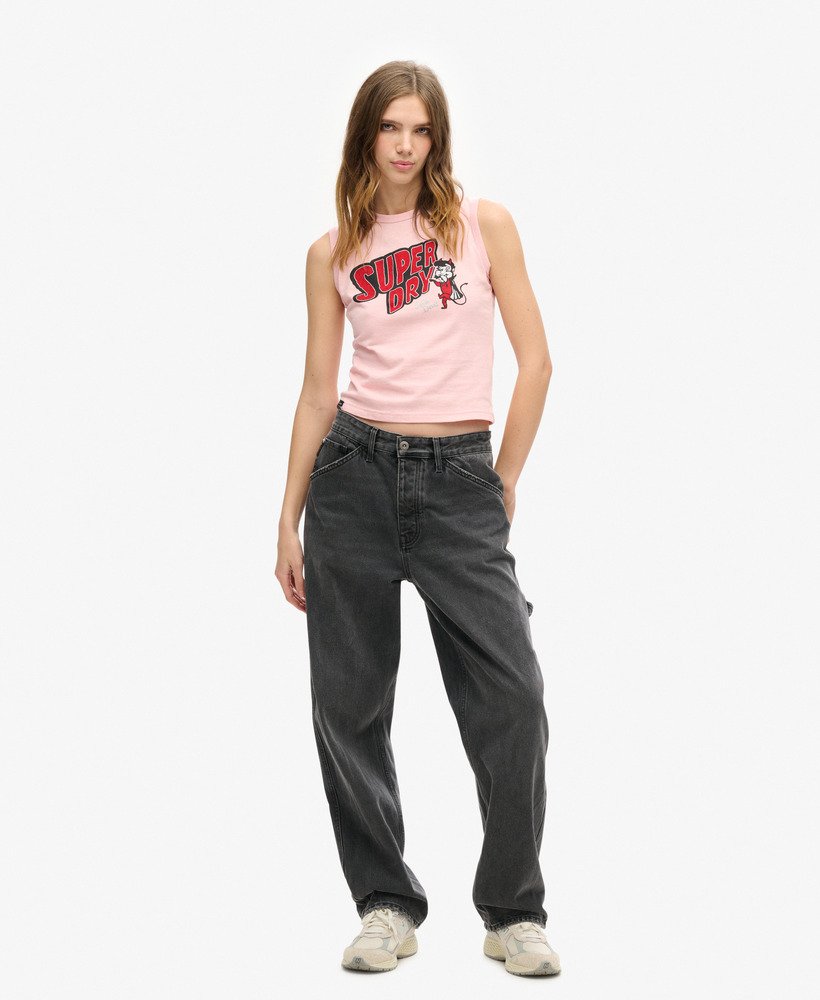 retro zdobiony dopasowany top w kolorze somon pink marl