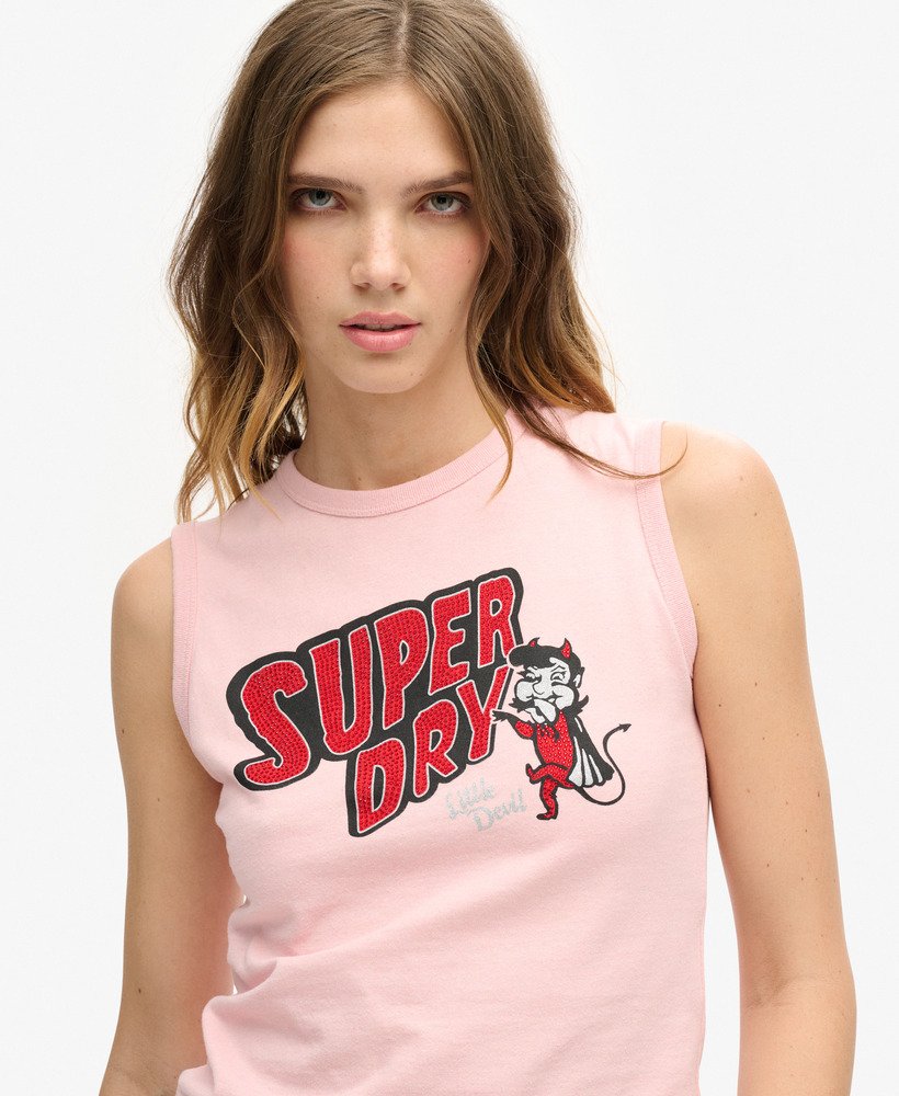 retro zdobiony dopasowany top w kolorze somon pink marl