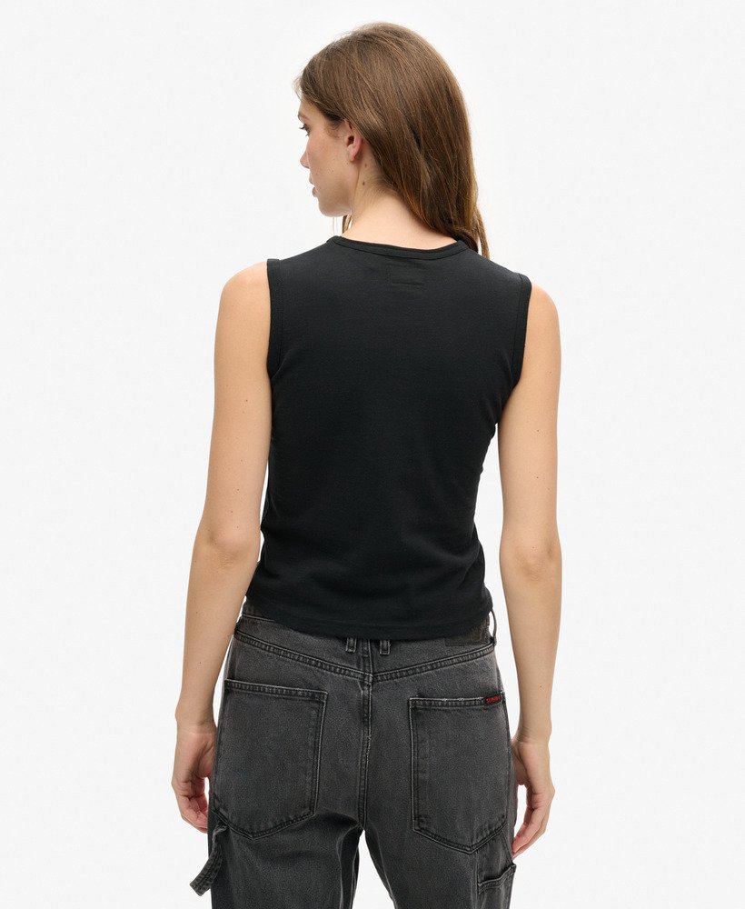 retro zdobiony dopasowany top w kolorze nero black marl