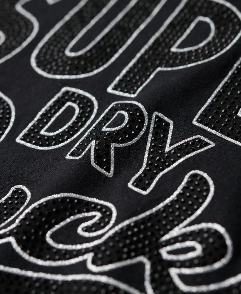retro zdobiony dopasowany top w kolorze nero black marl