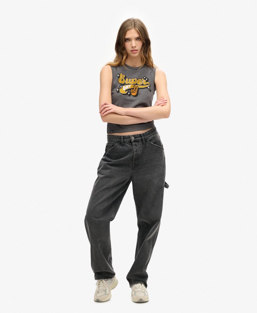 retro zdobiony dopasowany top typu kamizelka w kolorze granite grey marl