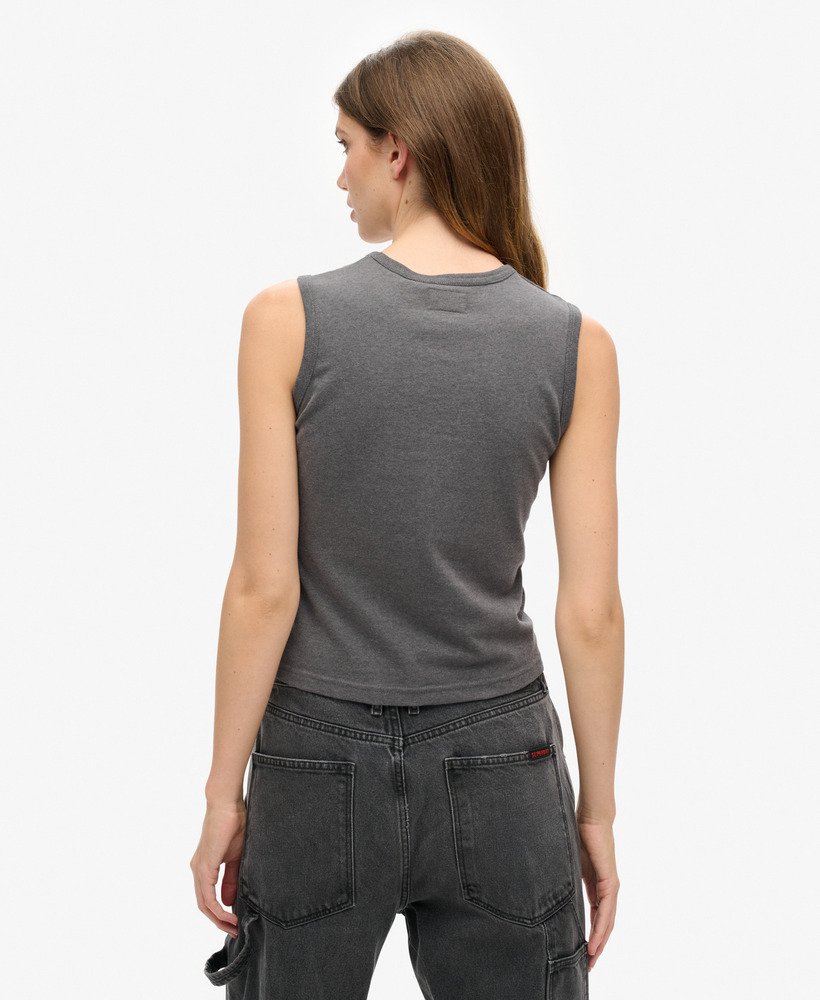 retro zdobiony dopasowany top typu kamizelka w kolorze granite grey marl