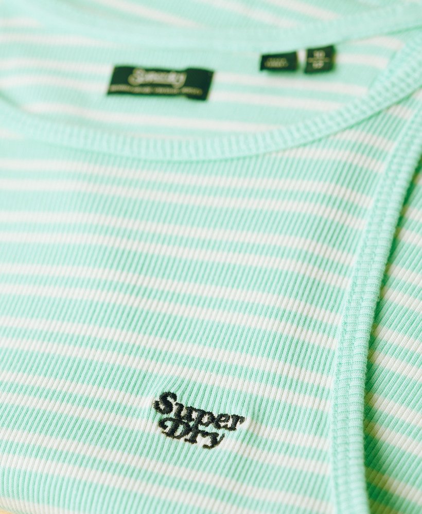 koszulka bez rękawów essential logo striped racer w kolorze beach glass green striped