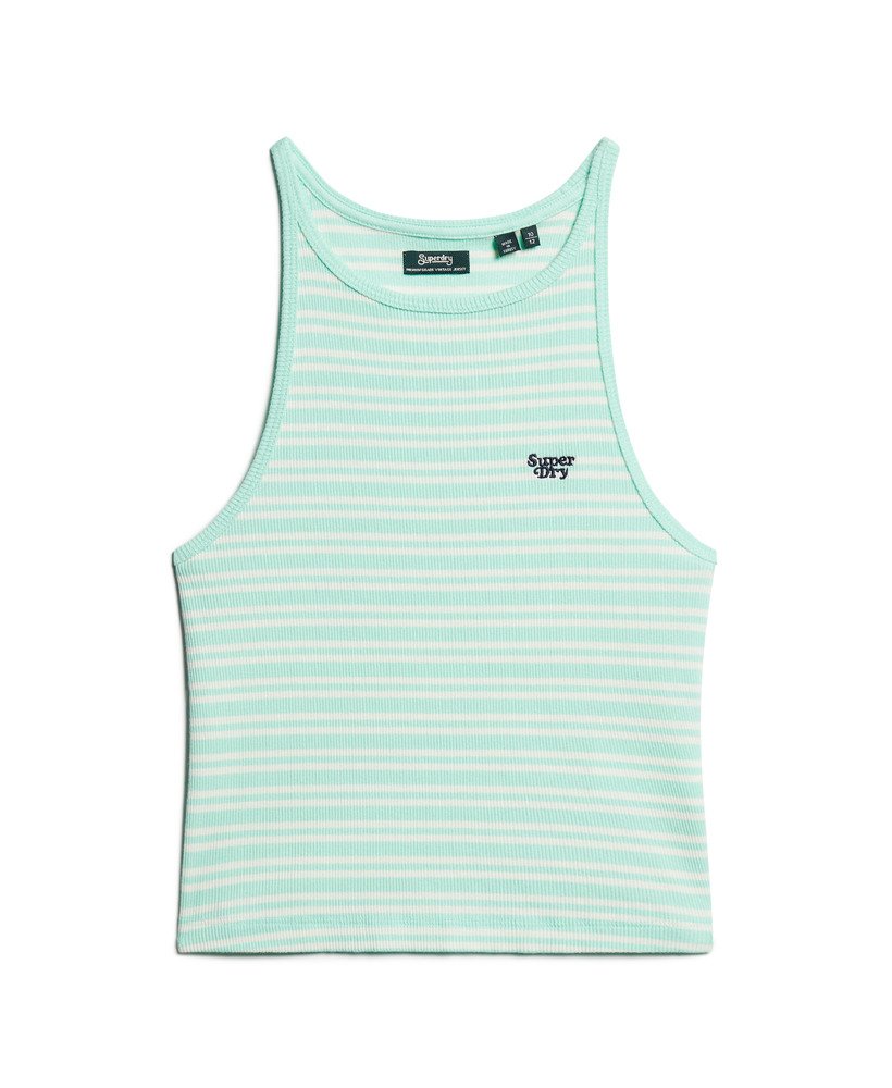 koszulka bez rękawów essential logo striped racer w kolorze beach glass green striped