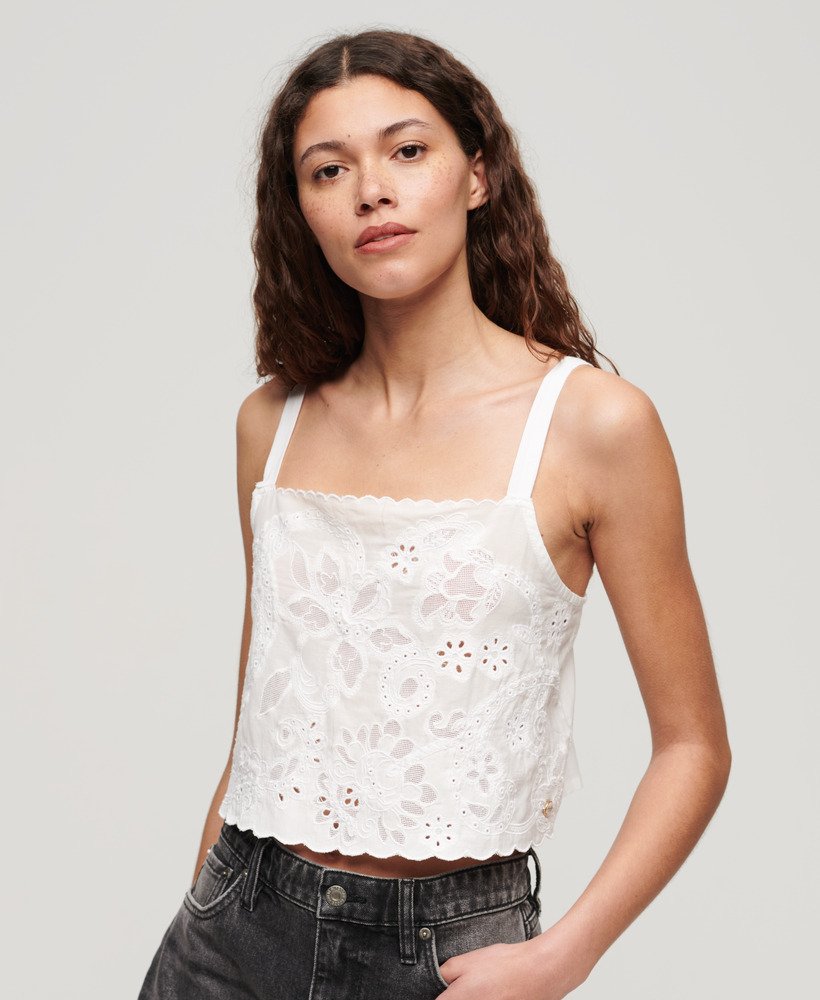 top z haftem ibiza cami w kolorze off white