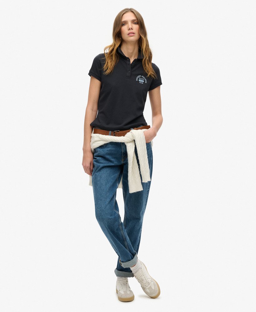 koszulka polo athletic essentials z lat 90. dopasowana w kolorze eclipse navy