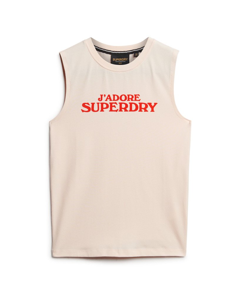 sportowy dopasowany top z grafiką luxe w kolorze mauve morn pink