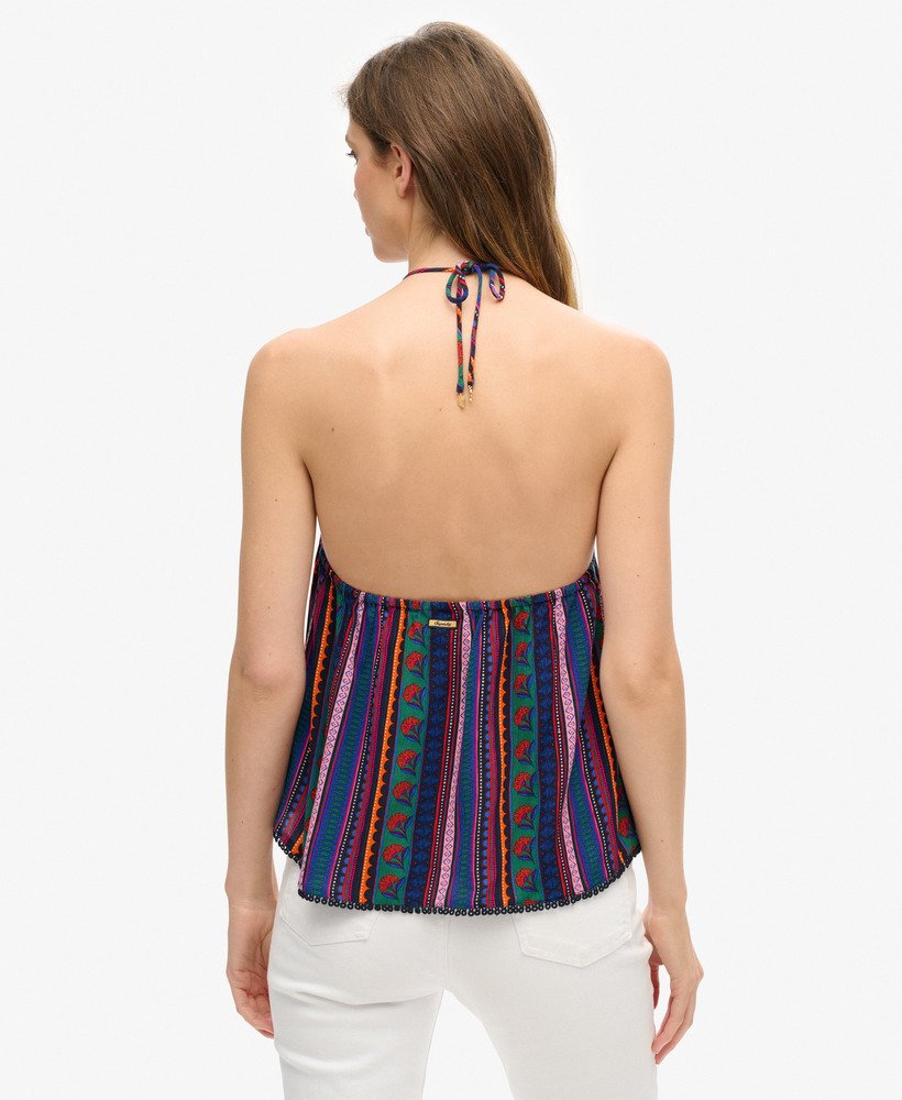 top plażowy typu halter z nadrukiem w paski vera