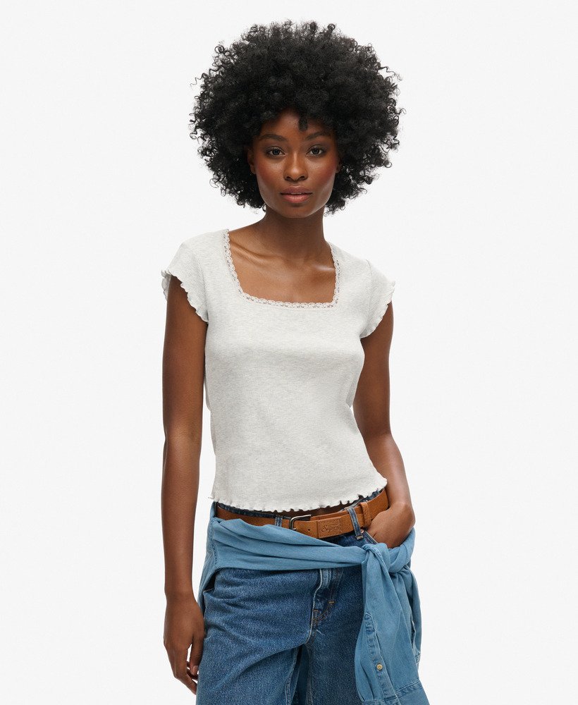 bluzka athletic essentials square neck w kolorze glacier grey marl