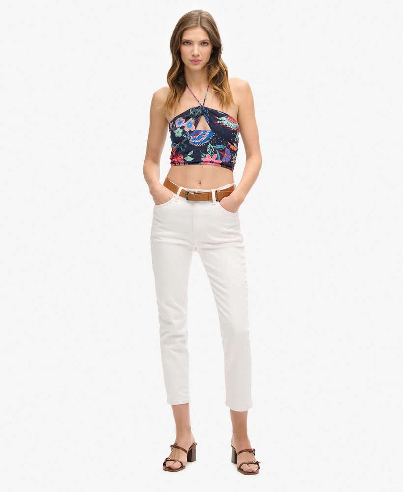 krótki top z wycięciami z tkaniny w kolorze vera floral multi