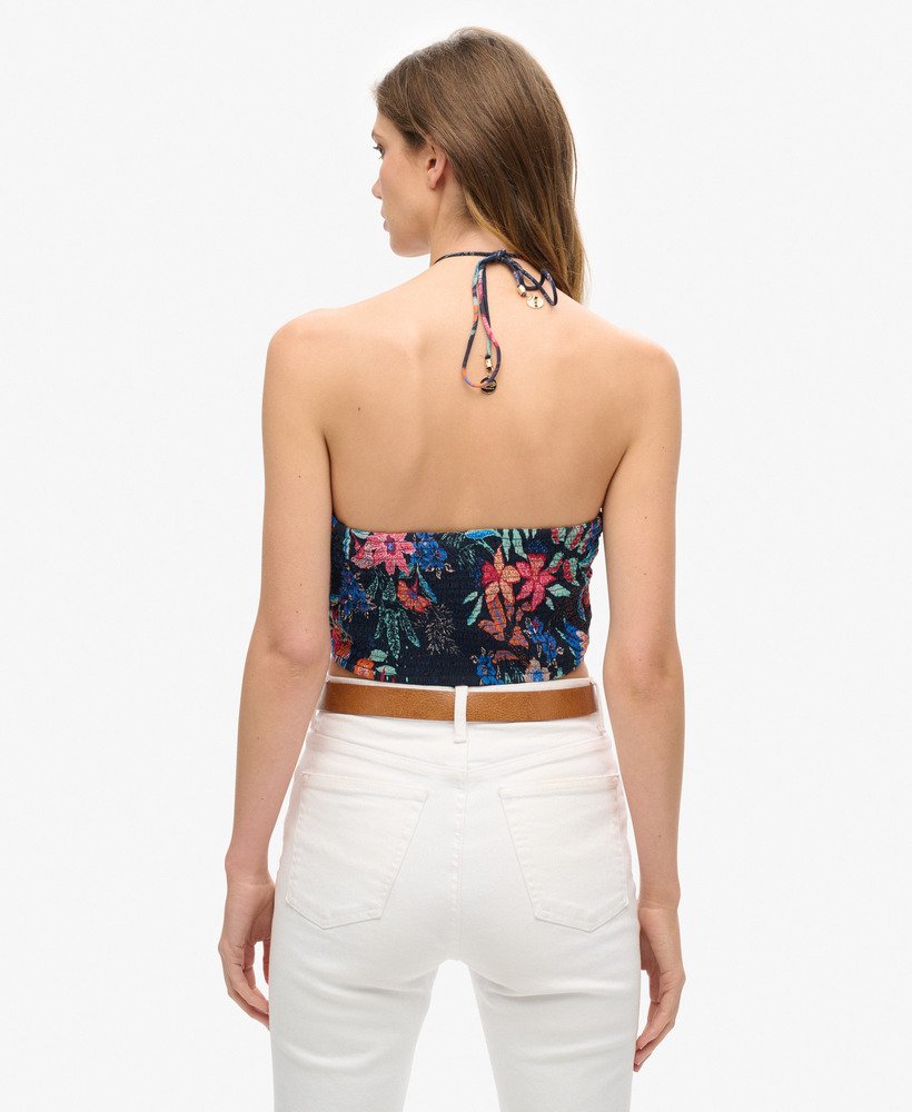 krótki top z wycięciami z tkaniny w kolorze vera floral multi