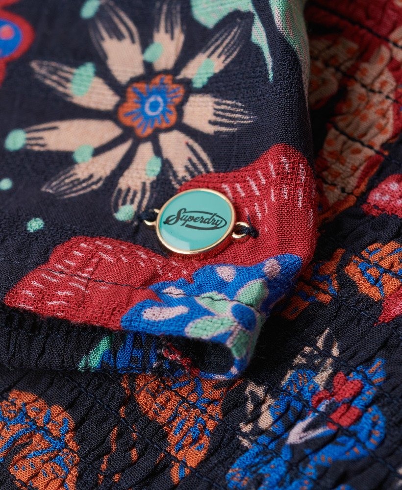 krótki top z wycięciami z tkaniny w kolorze vera floral multi