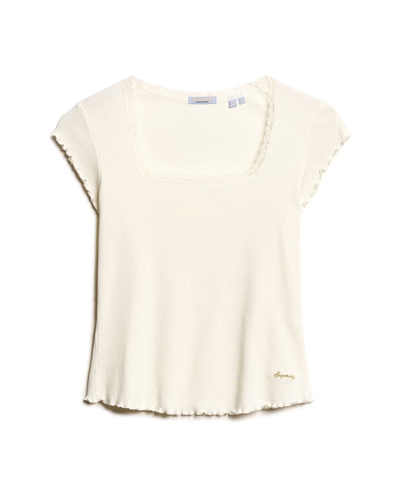 bluzka athletic essentials z kwadratowym dekoltem w kolorze off white