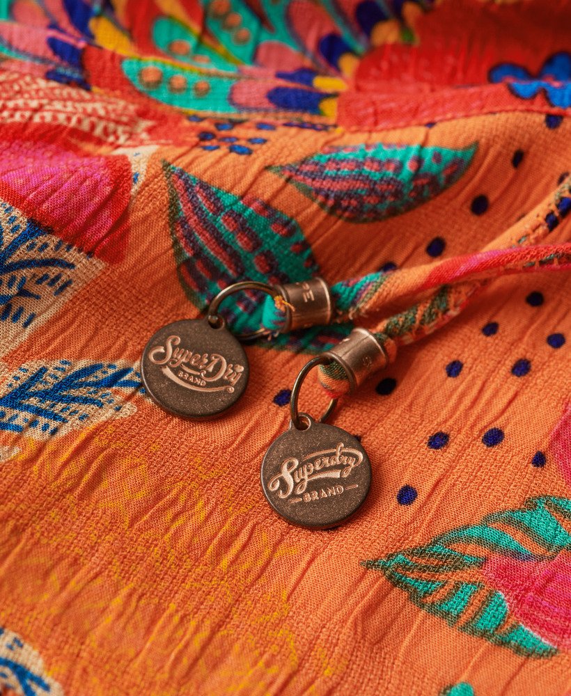 krótki top z wycięciami z tkaniny w kolorze vera floral orange