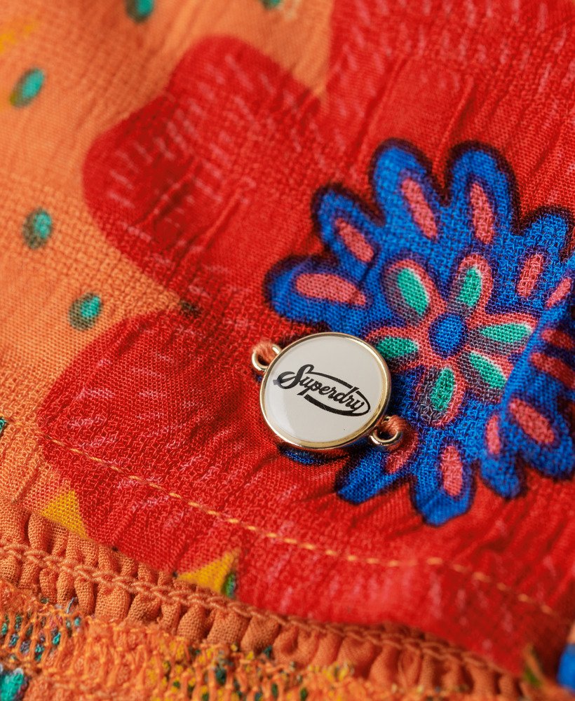 krótki top z wycięciami z tkaniny w kolorze vera floral orange