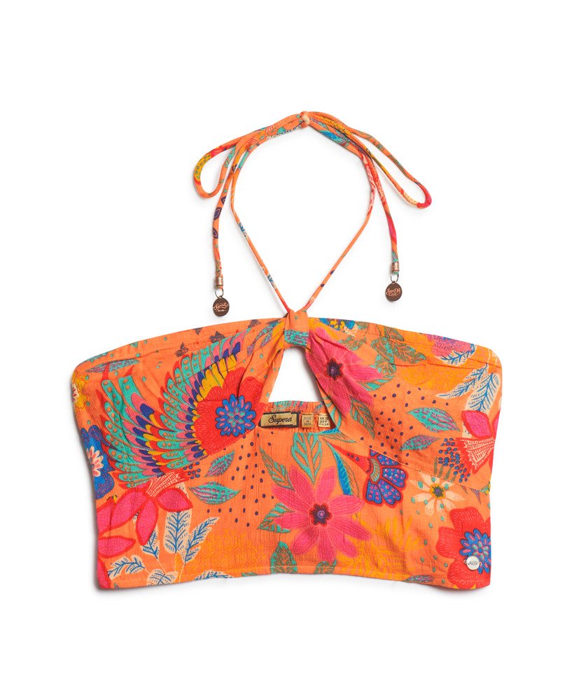 krótki top z wycięciami z tkaniny w kolorze vera floral orange