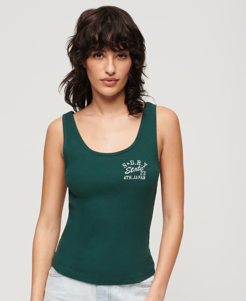 bluzka bez rękawów athletic essentials ribbed vest top w kolorze ciemnej sosny