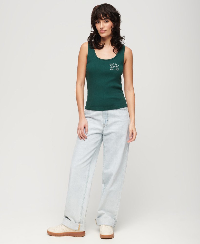 bluzka bez rękawów athletic essentials ribbed vest top w kolorze ciemnej sosny