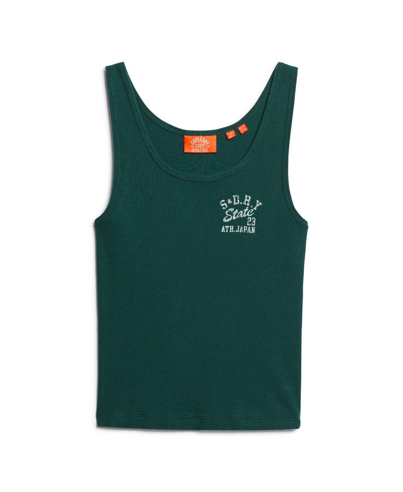 bluzka bez rękawów athletic essentials ribbed vest top w kolorze ciemnej sosny