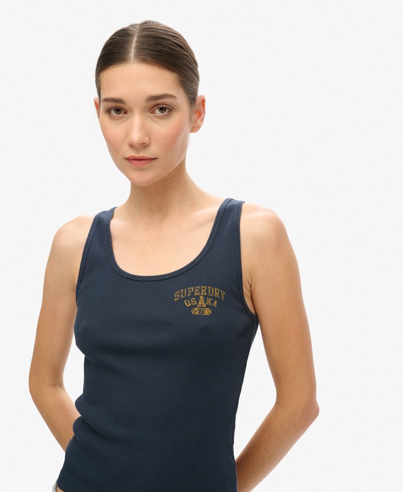 bluzka bez rękawów athletic essentials ribbed vest top w kolorze jagodowo-granatowym