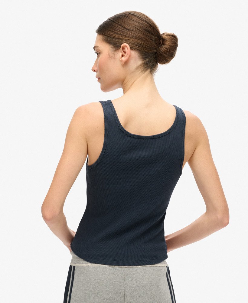 bluzka bez rękawów athletic essentials ribbed vest top w kolorze jagodowo-granatowym