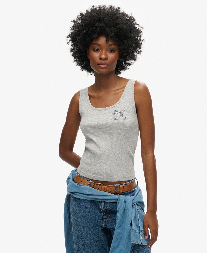 bluzka bez rękawów athletic essentials ribbed vest top w kolorze szary melanŻ