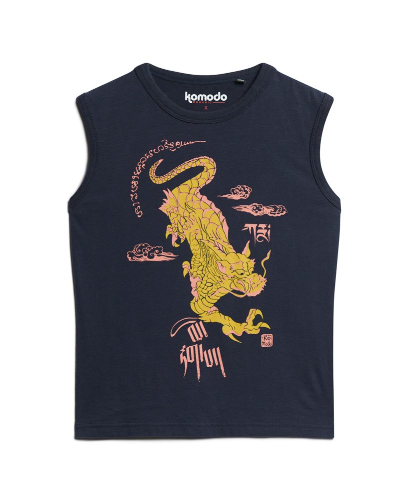top bez rękawów superdry x komodo kailash dragon slim vest w kolorze nautical navy