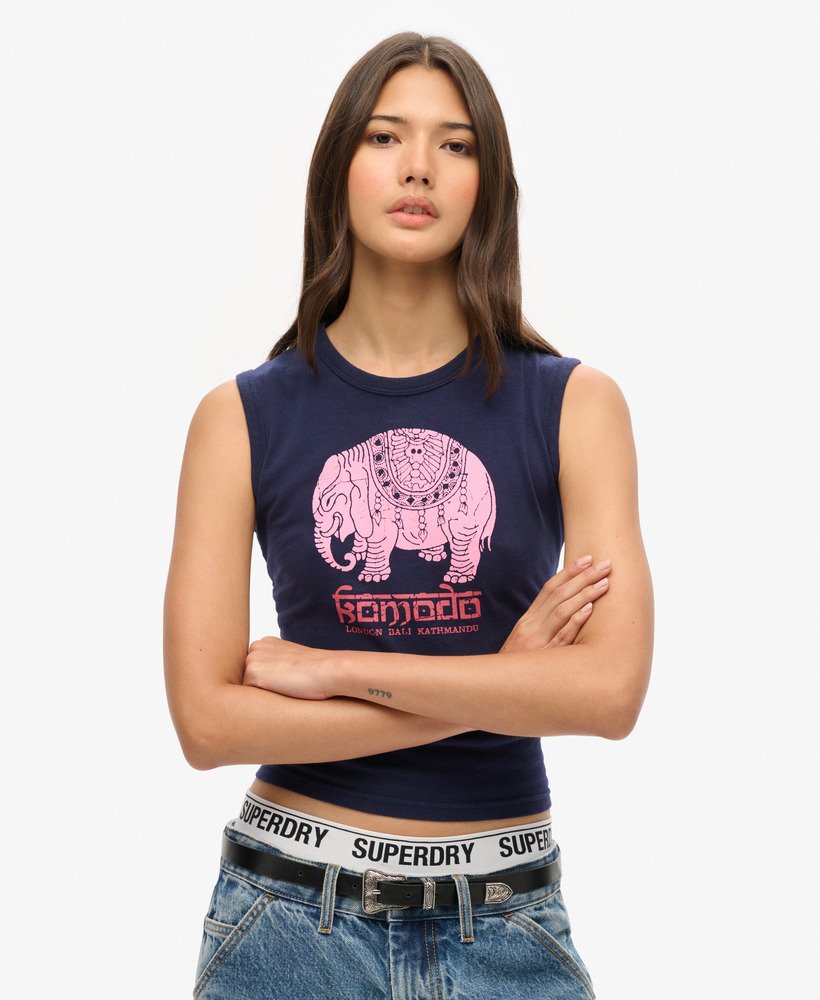 top bez rękawów superdry x komodo hathi slim w kolorze rich navy