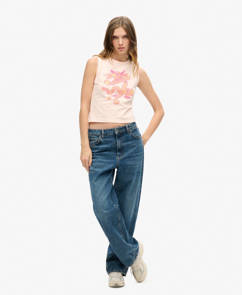 top bez rękawów superdry x komodo vintage w kolorze różowej gliny