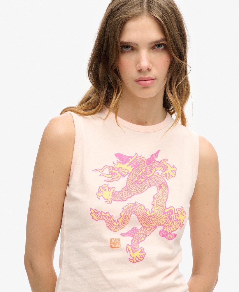 top bez rękawów superdry x komodo vintage w kolorze różowej gliny