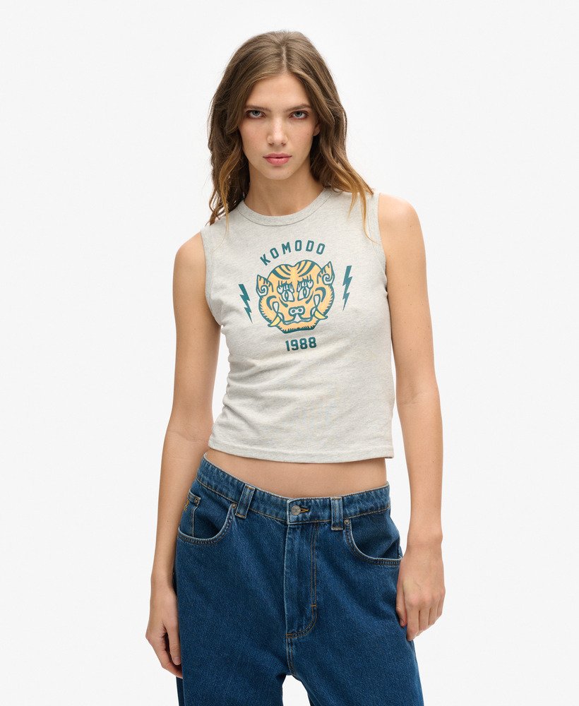 top bez rękawów superdry x komodo tiger slim vest w kolorze glacier grey marl