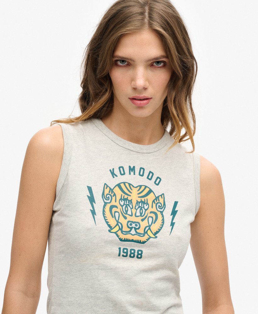 top bez rękawów superdry x komodo tiger slim vest w kolorze glacier grey marl