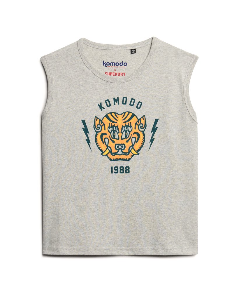 top bez rękawów superdry x komodo tiger slim vest w kolorze glacier grey marl