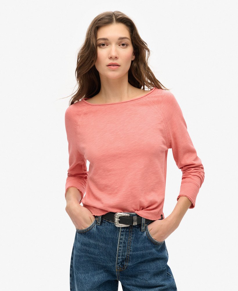 bluzka z długim rękawem z materiału frotte w kolorze mauveglow pink