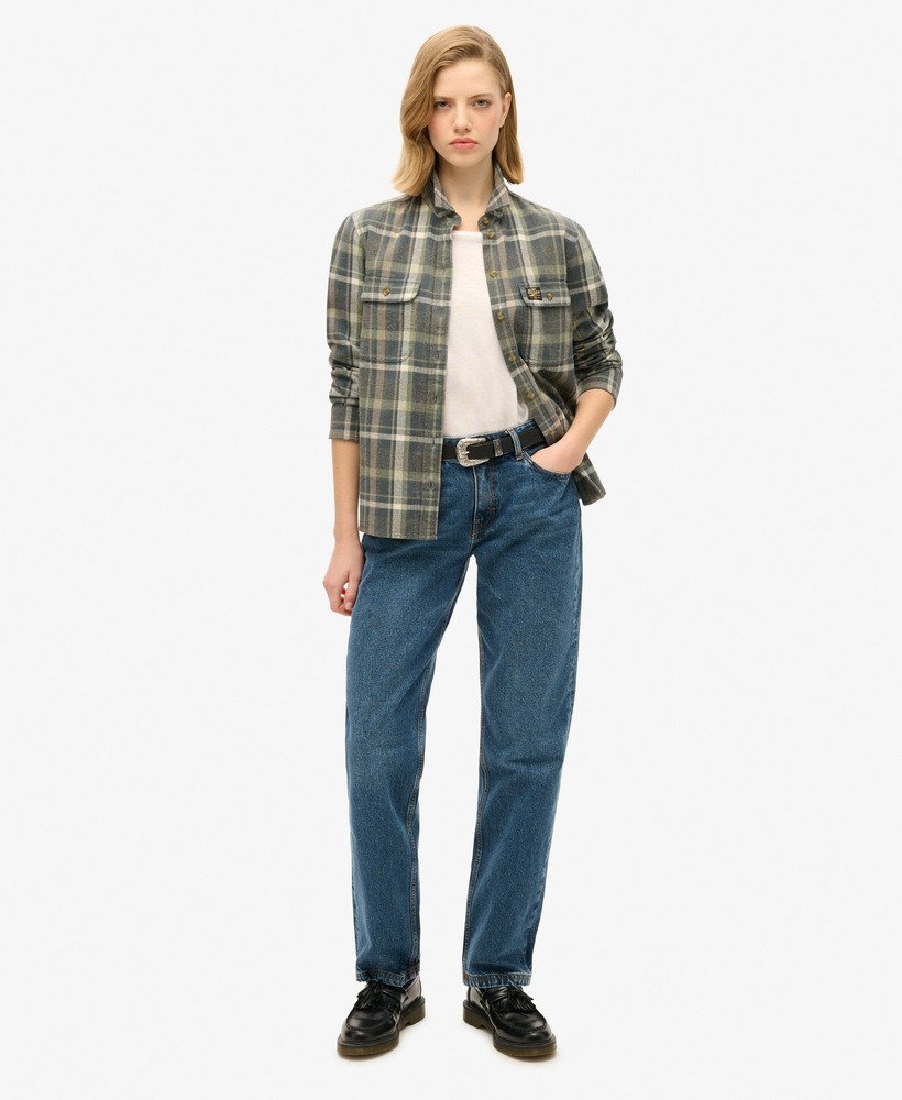 koszula flanelowa w kratkę lumberjack w kolorze khakiszara kratka