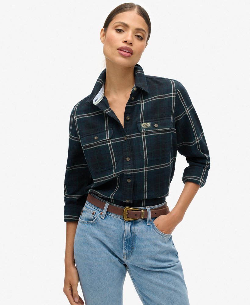 koszula flanelowa w kratkę lumberjack w kolorze granatowo-zielonej kratki