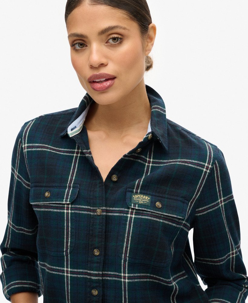 koszula flanelowa w kratkę lumberjack w kolorze granatowo-zielonej kratki