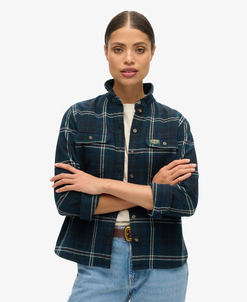 koszula flanelowa w kratkę lumberjack w kolorze granatowo-zielonej kratki