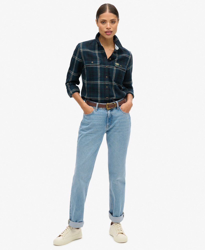 koszula flanelowa w kratkę lumberjack w kolorze granatowo-zielonej kratki