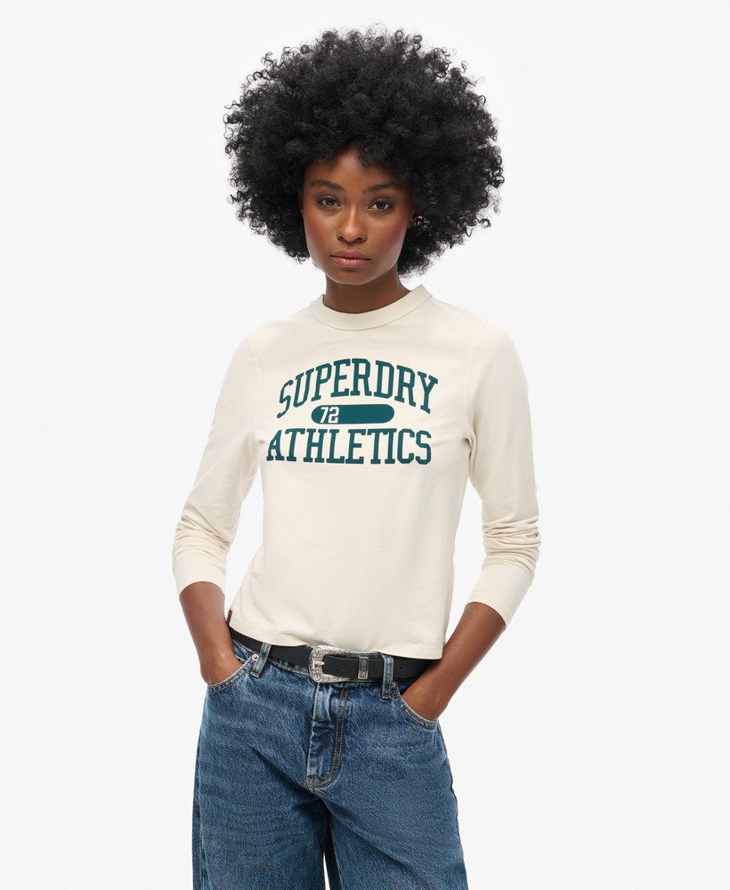 athletic essentials ringer slim long sleeved top w kolorze turtledove cream