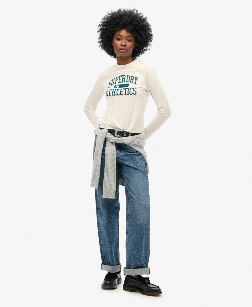 athletic essentials ringer slim long sleeved top w kolorze turtledove cream