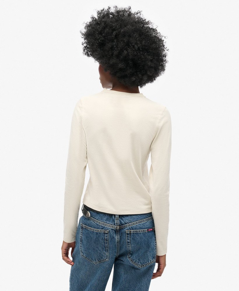 athletic essentials ringer slim long sleeved top w kolorze turtledove cream