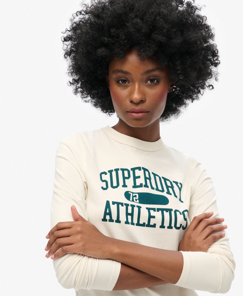 athletic essentials ringer slim long sleeved top w kolorze turtledove cream