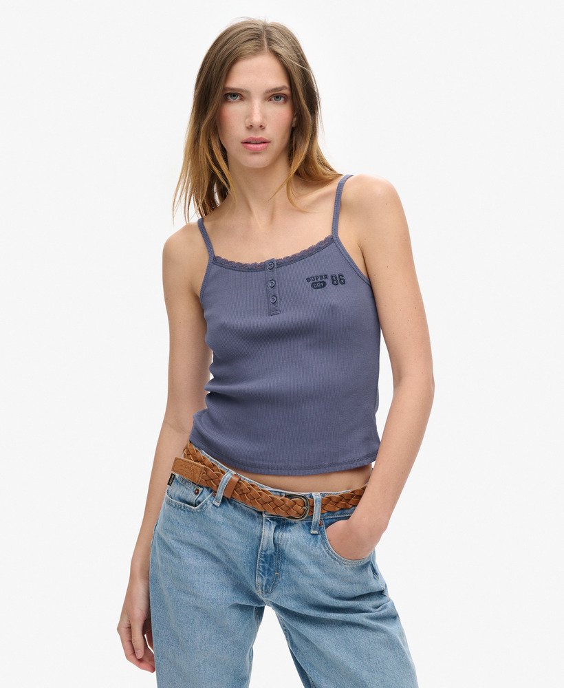koszulka athletic essentials graphic button cami w kolorze mariner navy