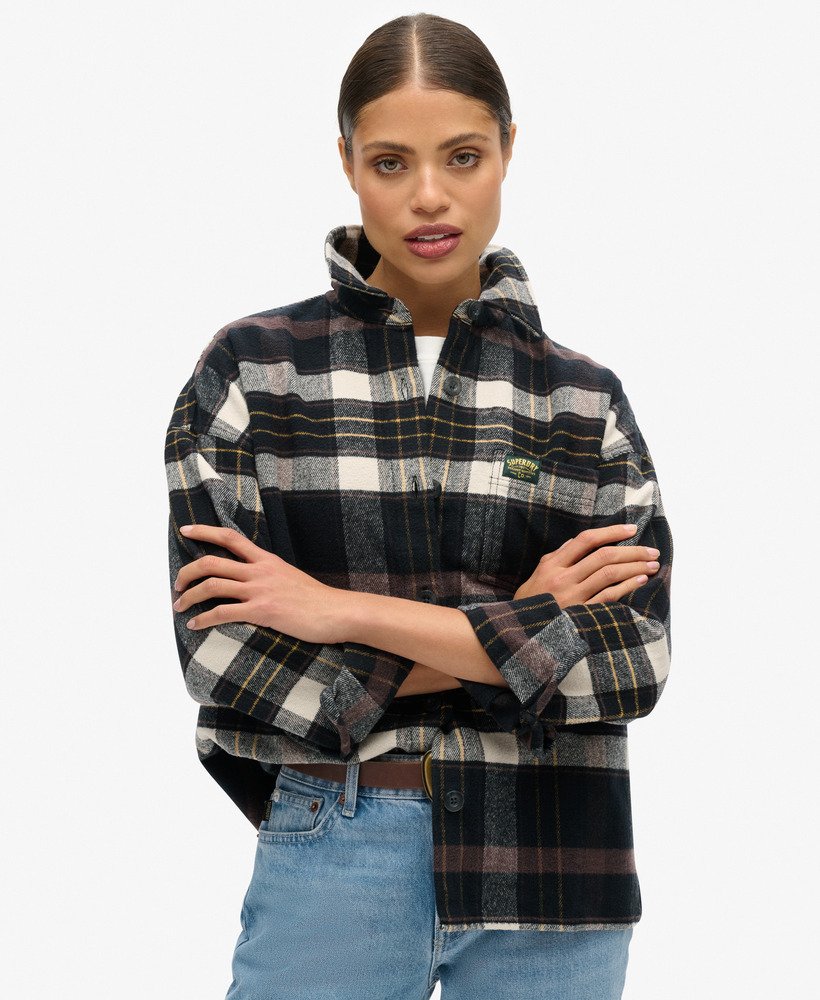 koszula flanelowa w kratkę w kolorze czekoladowo-czarnym