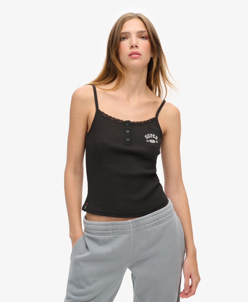 koszulka athletic essentials graphic button cami w kolorze bison black
