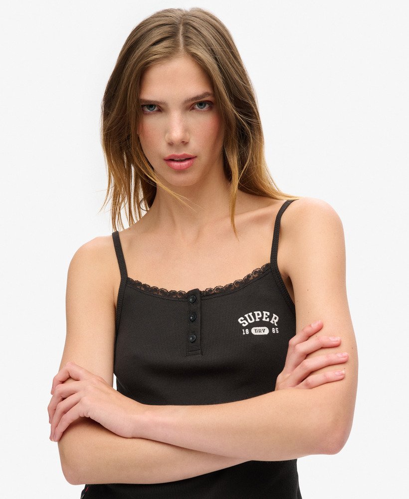 koszulka athletic essentials graphic button cami w kolorze bison black
