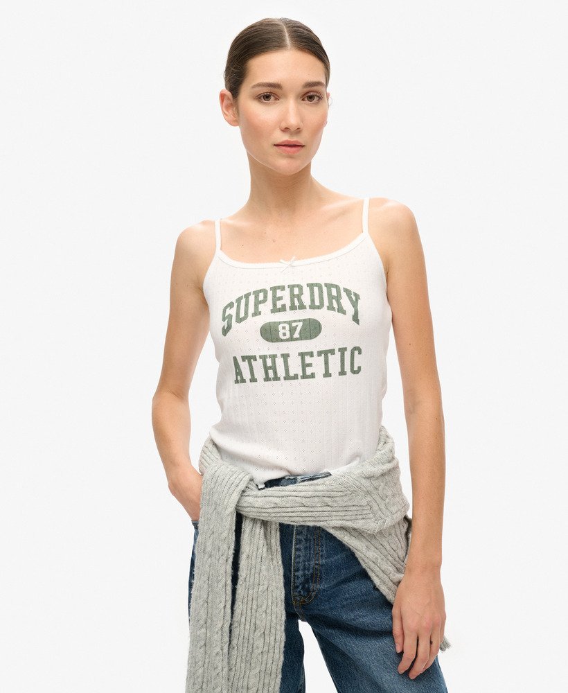 koszulka athletic essentials graphic pointelle cami top w kolorze off white