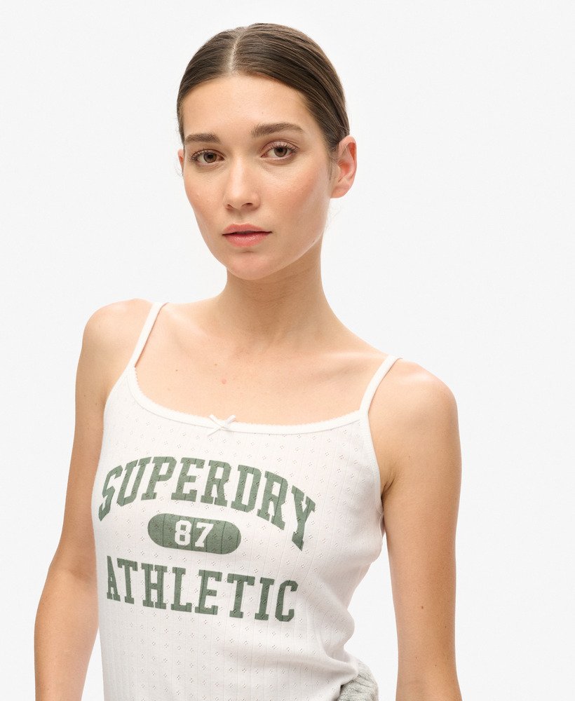 koszulka athletic essentials graphic pointelle cami top w kolorze off white
