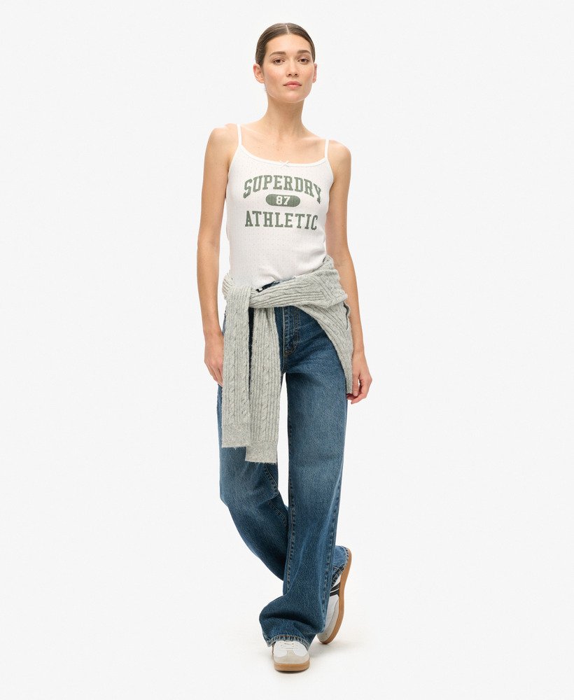koszulka athletic essentials graphic pointelle cami top w kolorze off white
